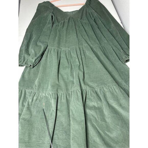 ASOS Design Tiered Cord Babydoll Dress Midi Smock Khaki Size 6 See Description - Picture 9 of 16